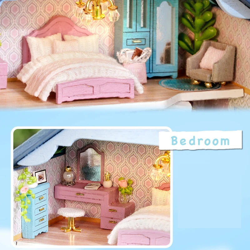 DIY Wooden Doll Houses Mini Assembly Handmade Small House Creative Scene Decoration DollHouse For Toys Birthday Gifts