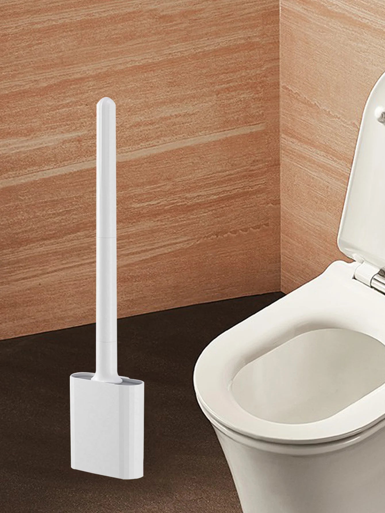 1 mini silicone toilet brush set, wall mounted and standing dual-purpose, soft silicone brush, easy to clean toilet corners