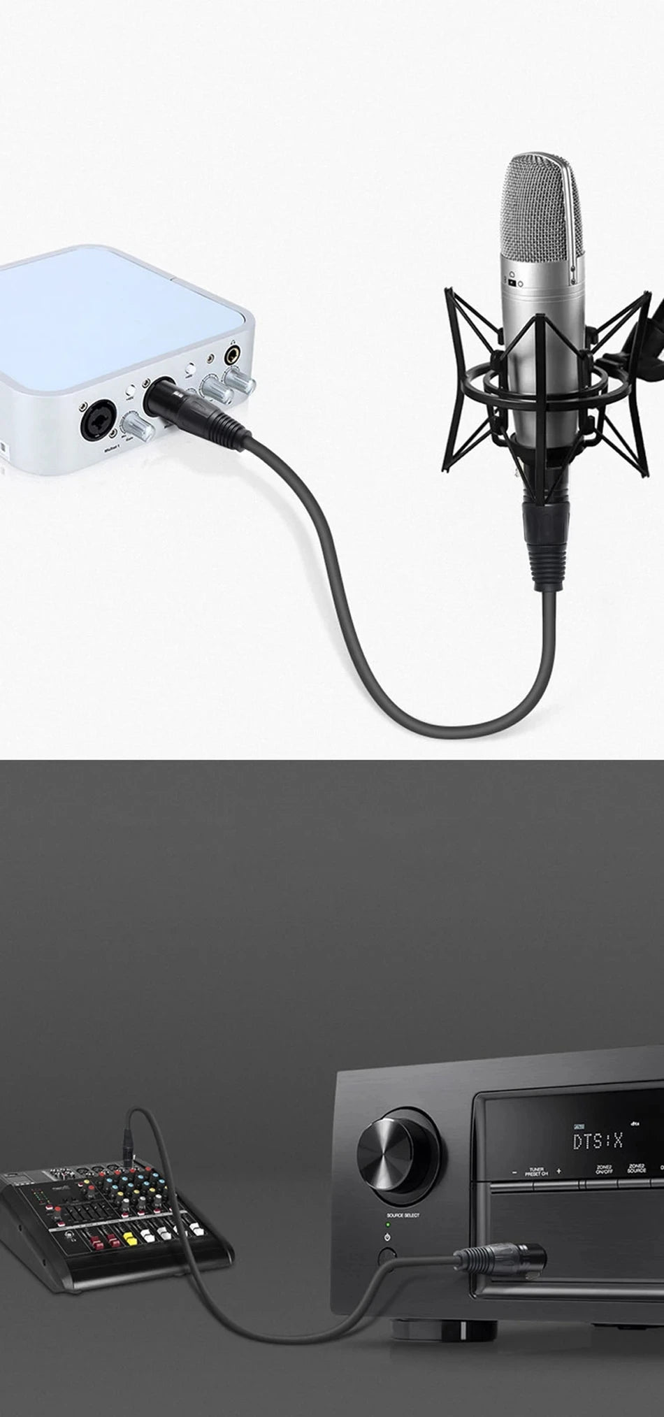 3Pin XLR Cable Male to Female Sound Cannon Microphone Cable for Mixer Amplifier Balanced Analog Audio Cord XLR Extension Cable