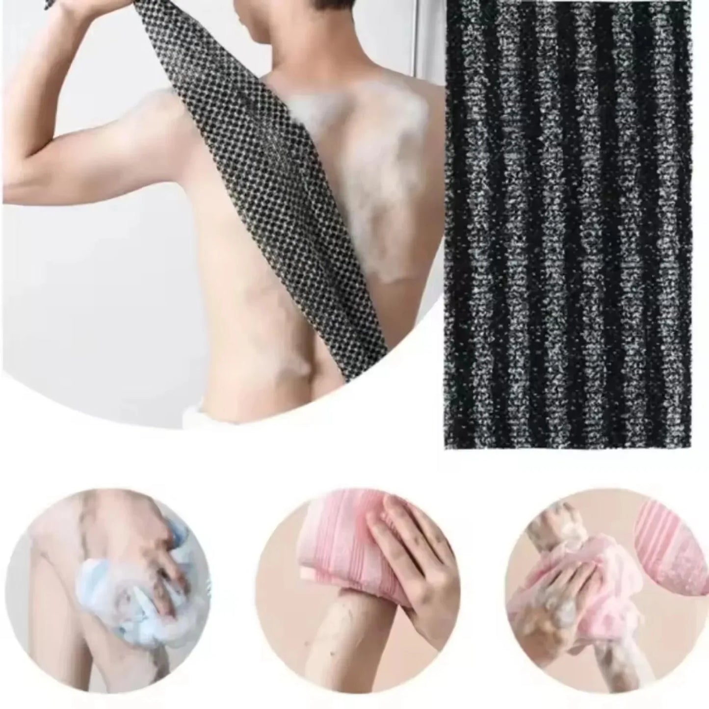Japanese Exfoliating Bath Towel Ultra-Long Shower Scrubber for Back Antibacterial Foam Washcloth Multi-Use for Shower Skincare