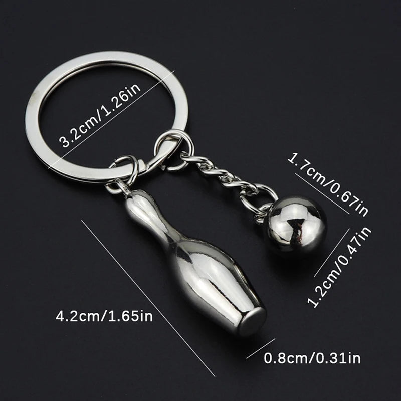 Creative Alloy Bowling Ball Pendant Car Key Ring Purse Bag Ornament Keychain Sports Lover Club Gift Bowling Ball Pendant