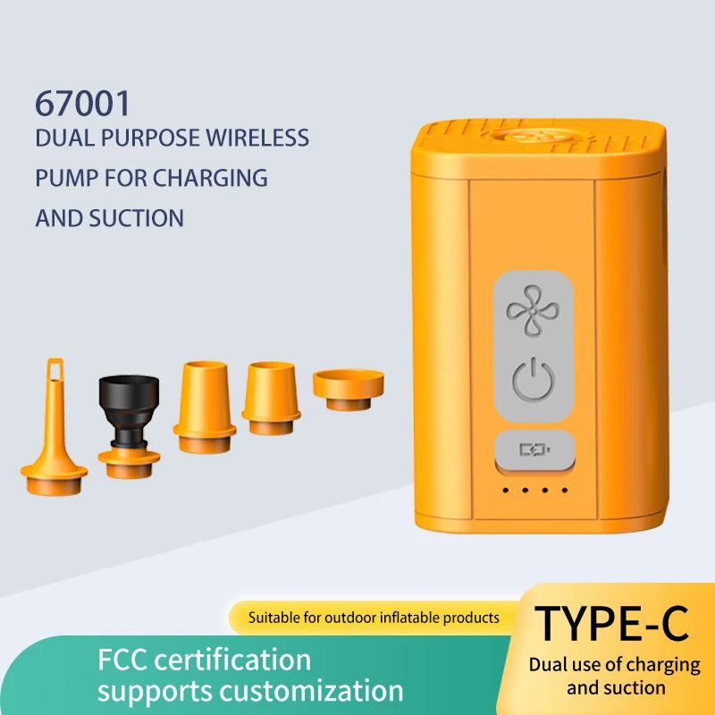 Rechargeable Air Pump for Inflatables, Cordless Electric Pump for Air Mattress Pool Floats, Mini Vacuum Pump for Storage Bags