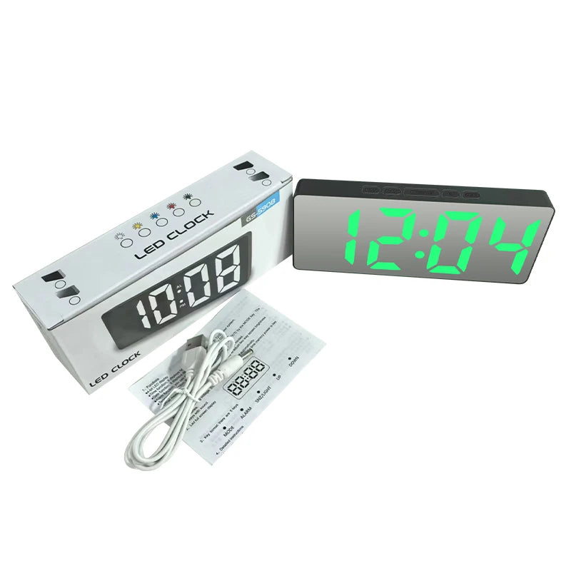 Latest Digital Clock LED Alarm Clock Bedroom Electronic Desktop Clock With Temperature Display Adjustable Brightness 12/24 Hours