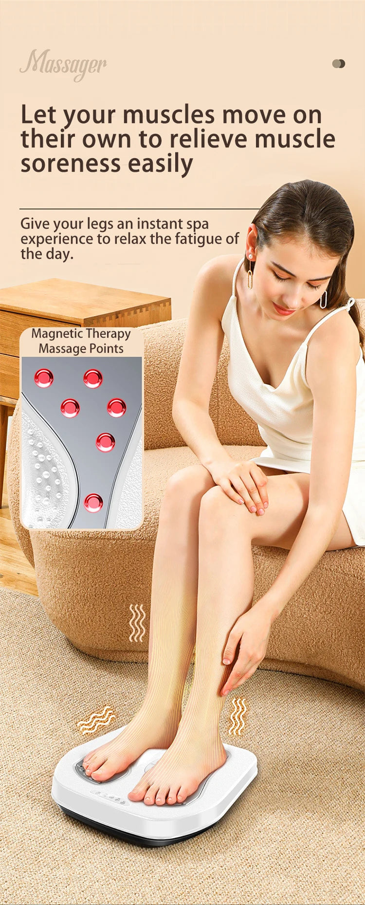 Vibration Foot Leg Trainer with Heat,Remote Control,Adjustable Vibration Speed Electric Machine, for Circulation,Plantar Fa