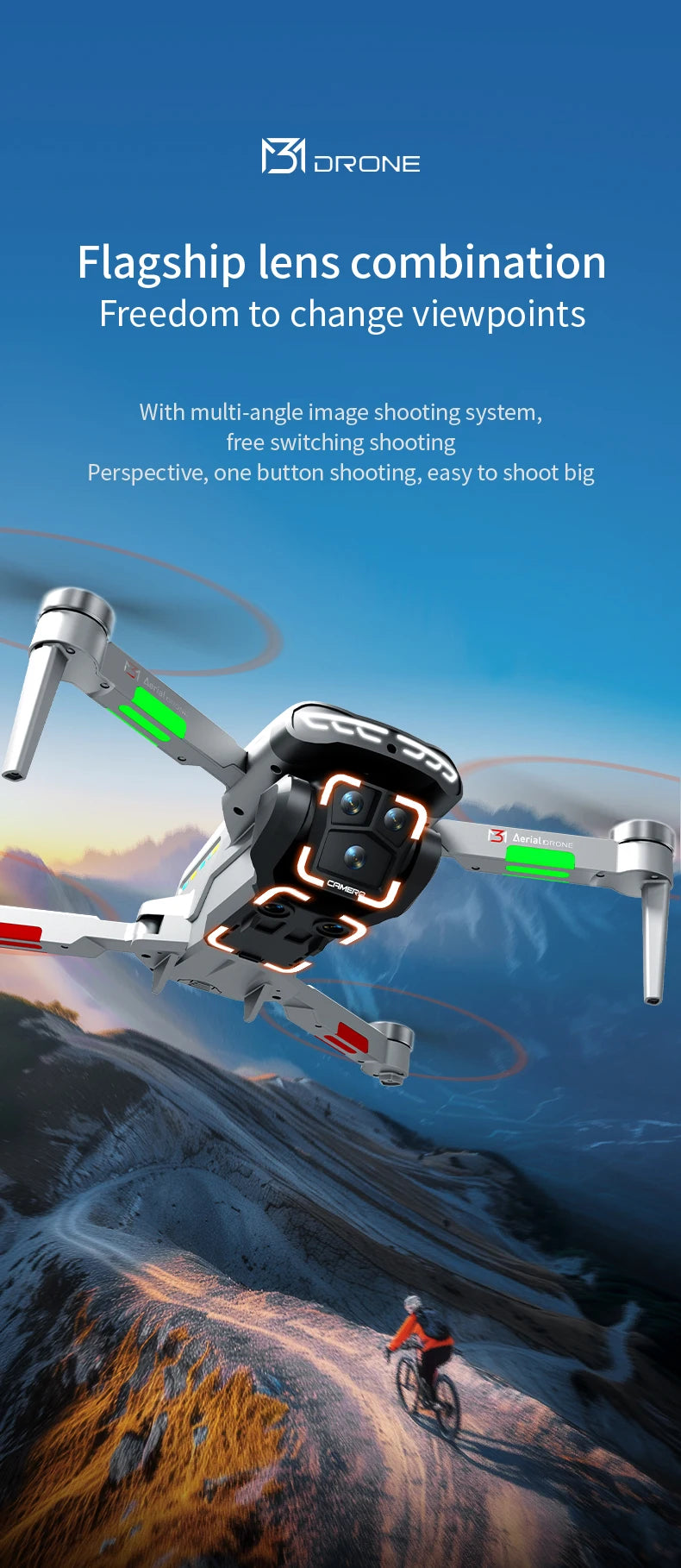 New Obstacle Avoidance M3 Drone Brushless Motor Helicopter Optical Flow Hovering GPS 8K 3 Camera Foldable Quadrotor Aircraft Toy