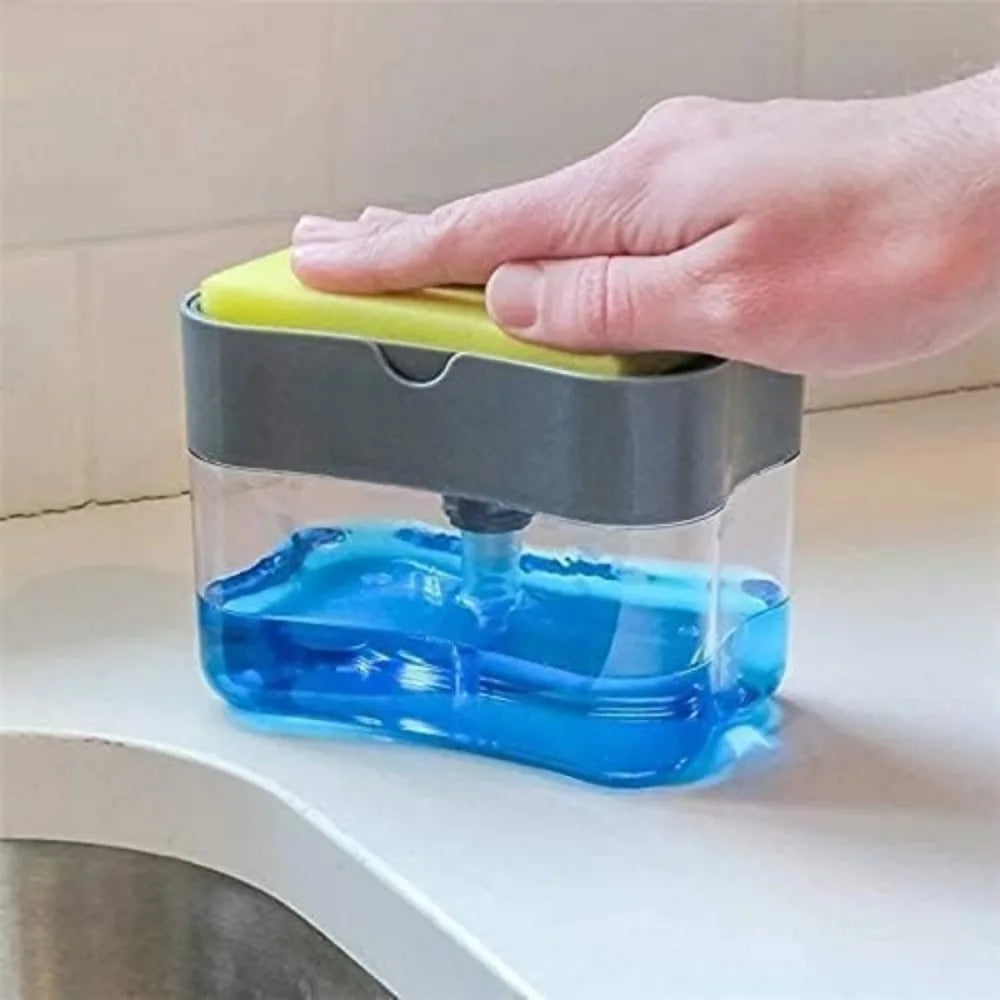 Soap Dispenser 2 In 1 Dishwashing Sponge Holder Kitchen Sink Dish Washing Soap Pump Dispenser Sponge Caddy