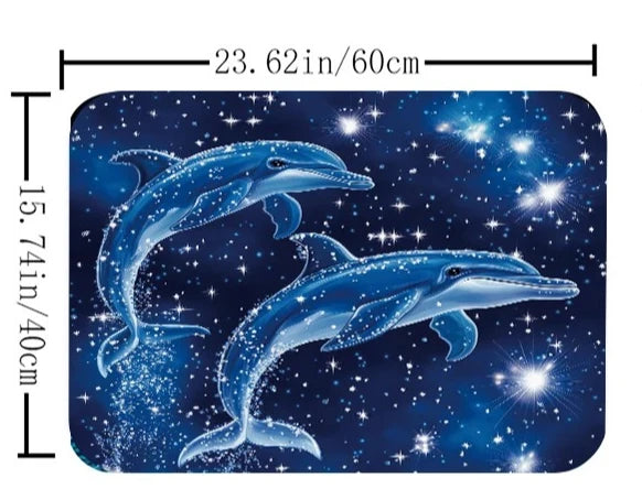Dolphin Bathroom Four-piece Set - Avant-garde Waterproof Shower Curtain, creating a complete bathroom suite