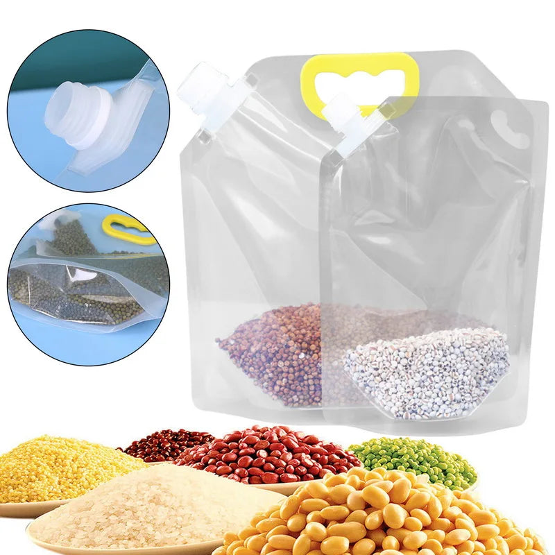 5Pcs Grains Sealed Bag Cereal Containers Moisture-Proof And Insect-Proof Transparent Food Grade Storage Bag Kitchen Organizer