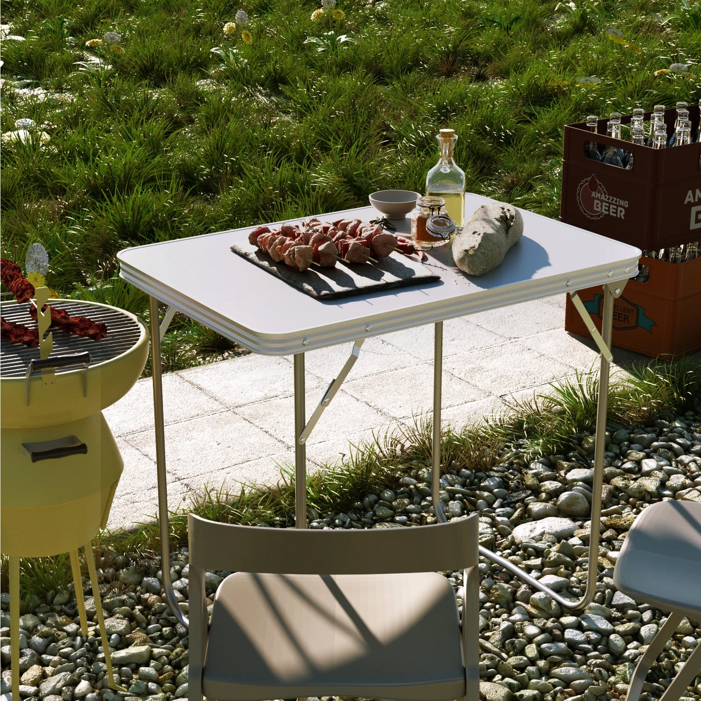 Folding Picnic Table Outdoor,Folding computer table for Homework Compact Handy Camping Table Garden Party BBQ,Multi-Purpose