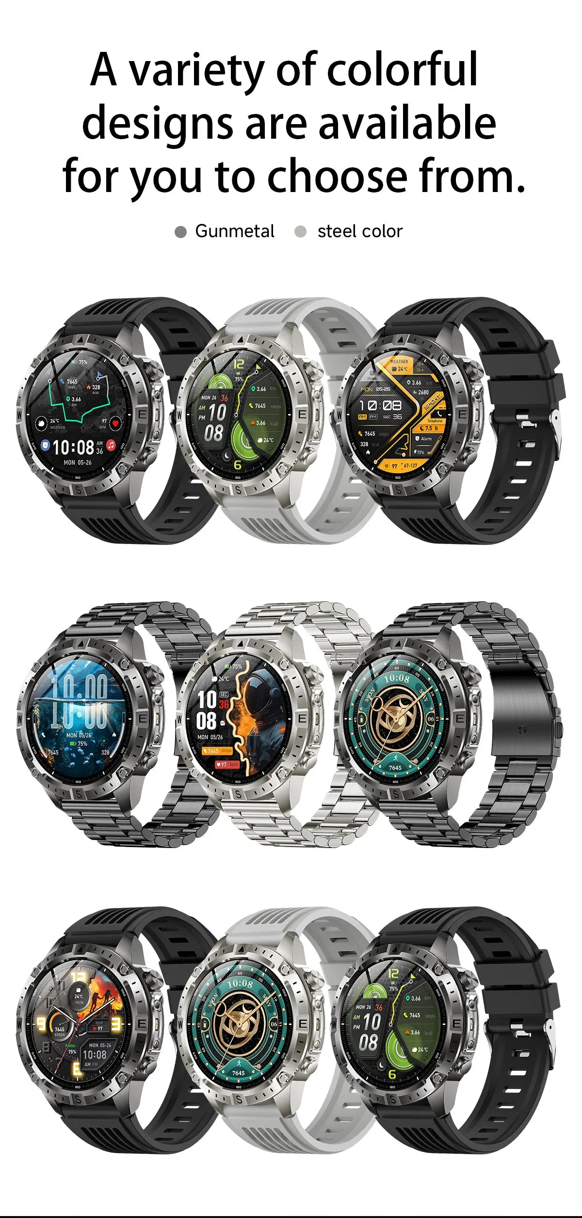 New Outdoor GPS Offline Map Smart Watch Men 3ATM Waterproof 170+ Sports LED Compass Altimeter AMOLED Bluetooth Call Smartwatch
