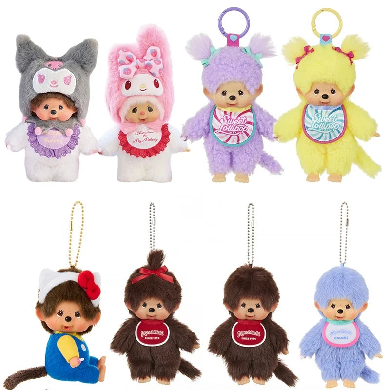Monchhichi Plush Keychain Kawaii Monchichi Pendant Backpack Charms Cartoon Monchich Keyring Party Favor Gifts 키티 몬치치 モンチッチ