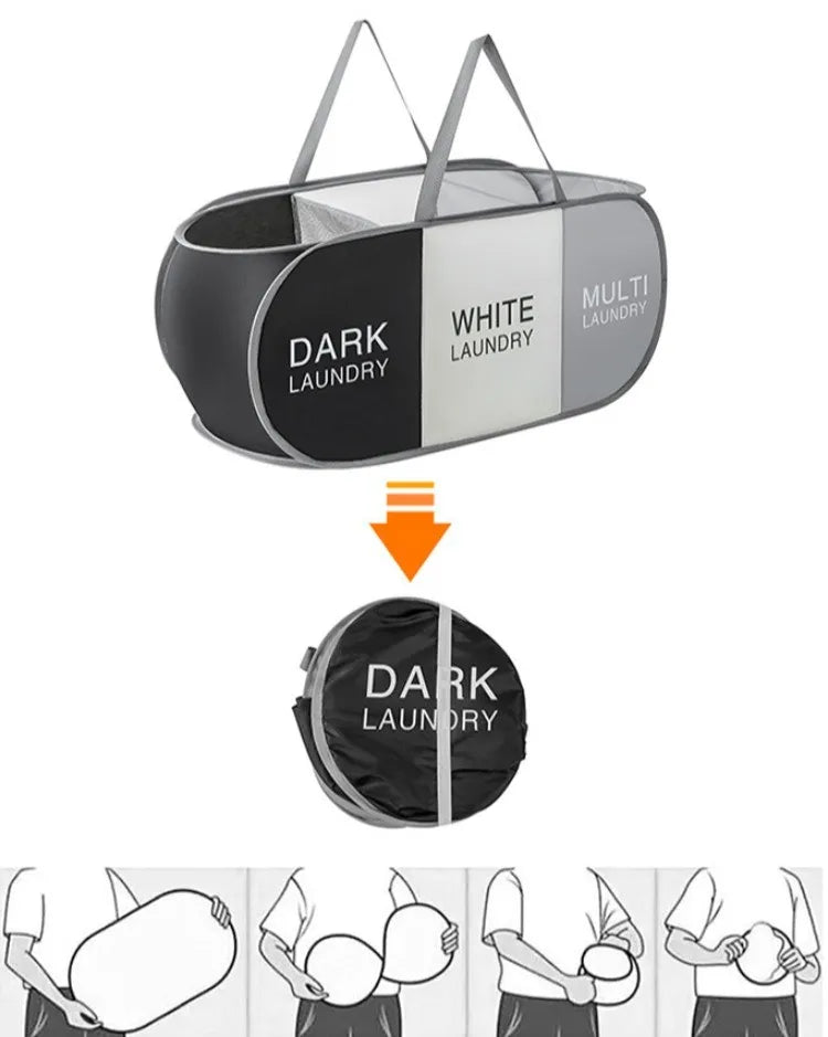 Large Foldable Laundry Basket Fabric Sorting Hampers with Handles Collapsible Clothes Organizer for Home/Bathroom/Dorm