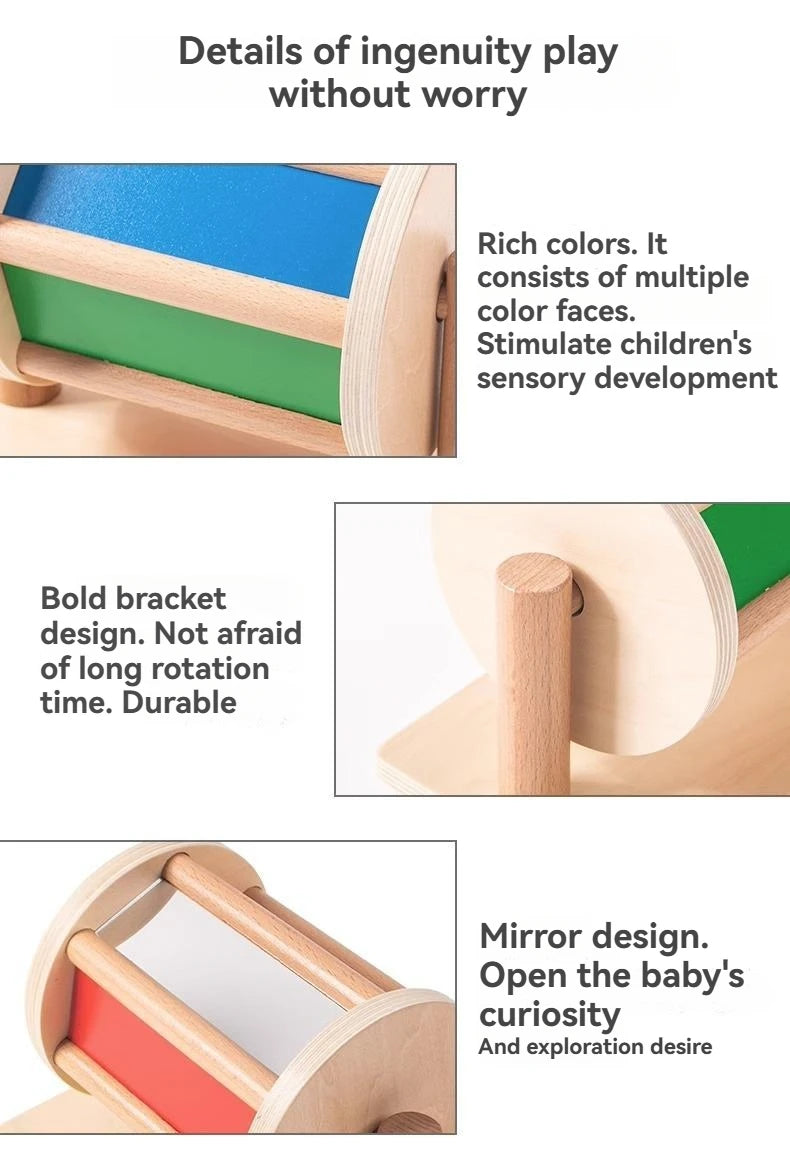 Montessori teaching AIDS,spning drum rotating rainbow, baby intelligence, baby children's toys, early education Montessori toy