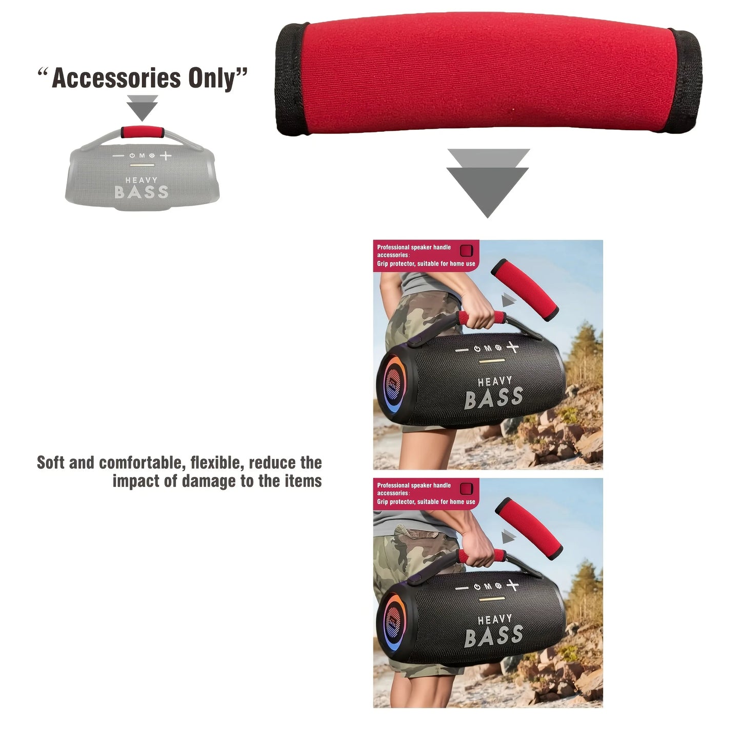 Heavy-Duty Subwoofer Handle Wrist Strap - Red Fabric Car Stereo Accessory with Non-Slip Grip, Compatible with Car Amplifier Spea