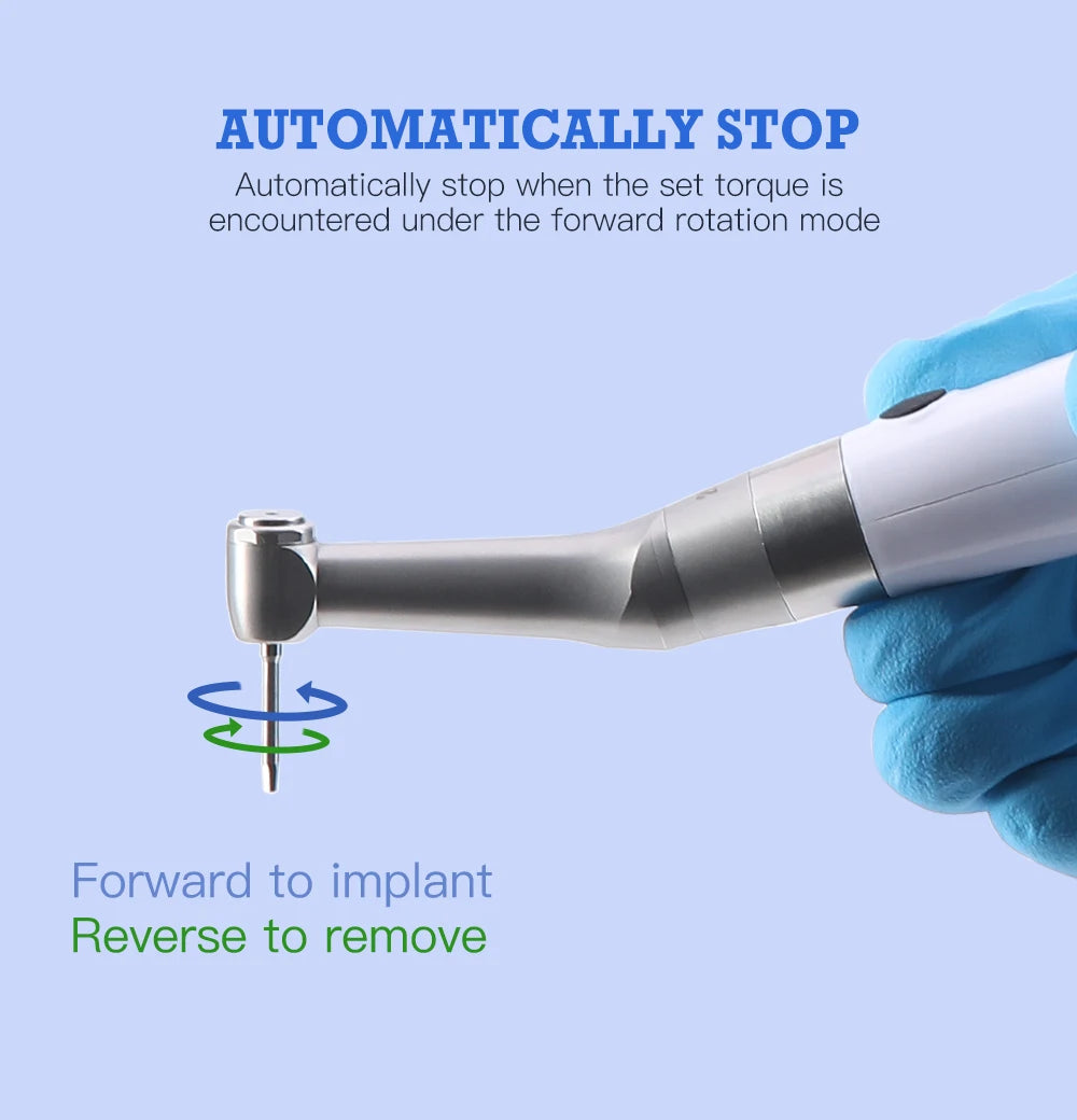 AZDENT Dental Implant Motor Electric Wireless Torque Driver Implant Torque Wrench with 16pcs Screwdrivers Contra Angle Motor