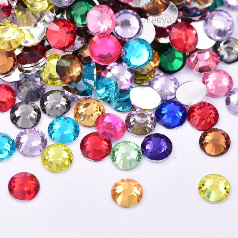 Oleeya Wholesale Flatback Silver bottom Resin Cтразы Non hotfix Rhinestones in Big Package Glitter Crystals and Strass For 네일파츠