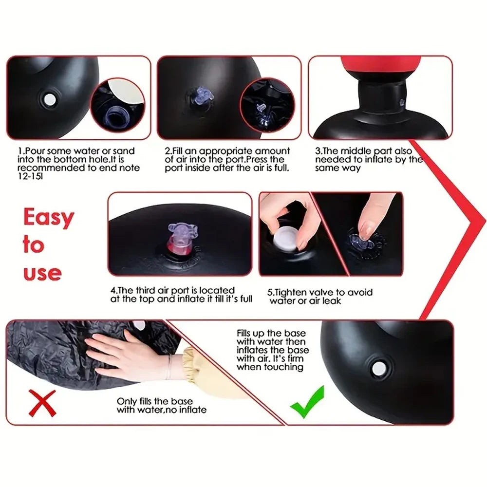 1pc KO Style Inflatable Boxing Sandbags Punching Bag Boxing Column Karate Taekwondo Training Props