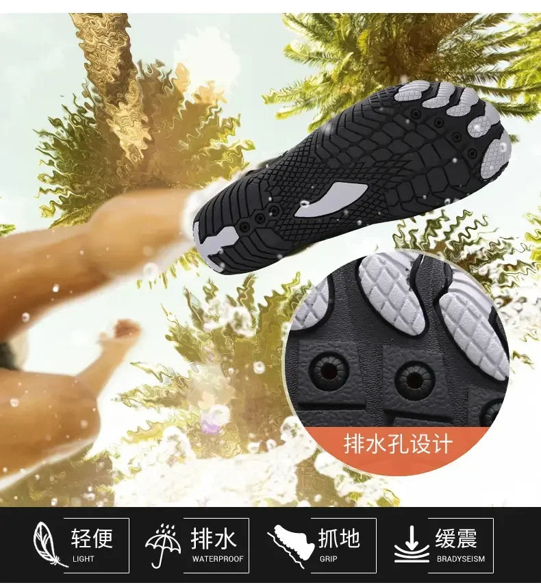 Mens Quick Drying Water Shoes Unisex Breathable Aqua Shoes Slip on Non Slip Wading Shoes Travel Water Park Pool Ladies Sneakers