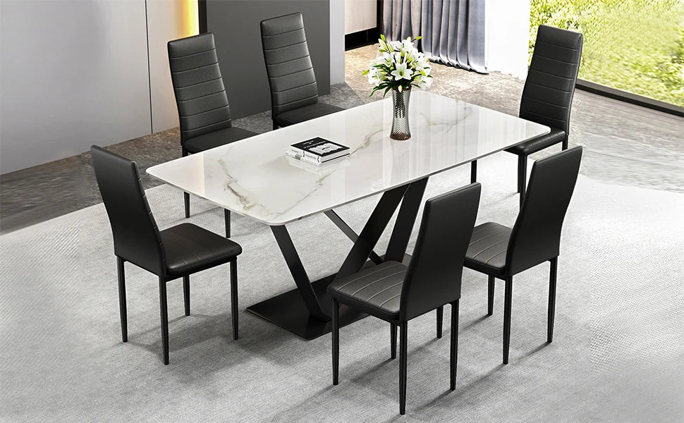 Modern Dining Chairs, Kitchen Chair Leather with Metal Legs and Foot Pads,Thick Padded Seats,Backrest Set