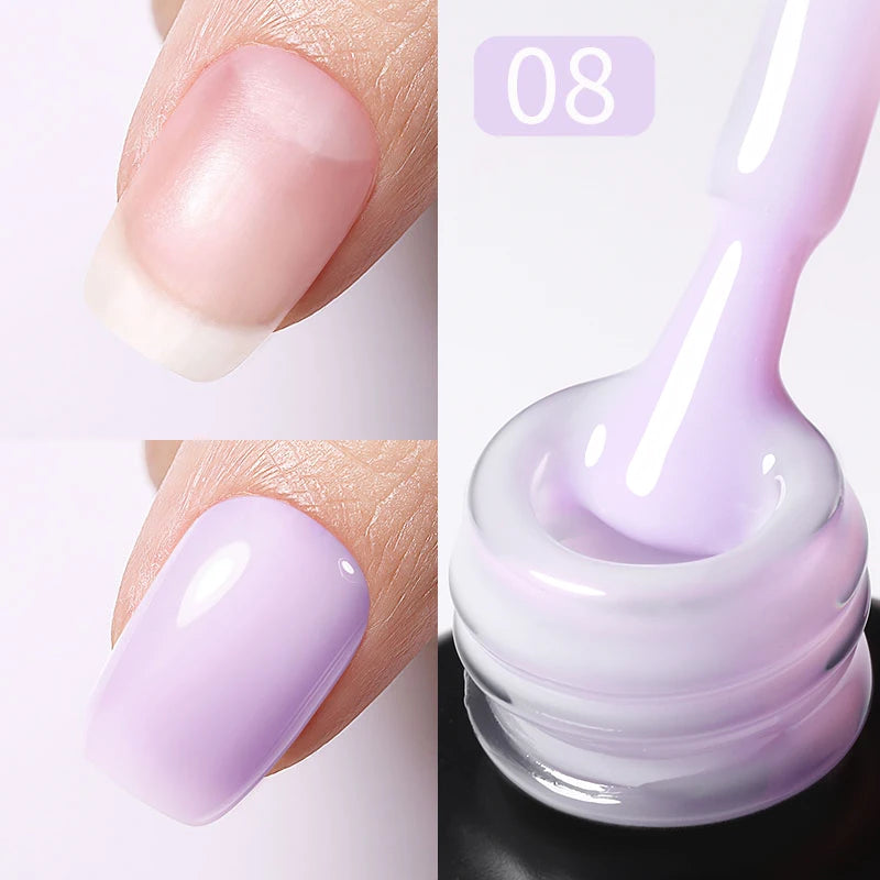 BORN PRETTY 15ml Jelly Nude Rubber Base Gel Natural Milky White Clear Semi permanent Self-Leveling Soak Off UV LED Gel Varnish