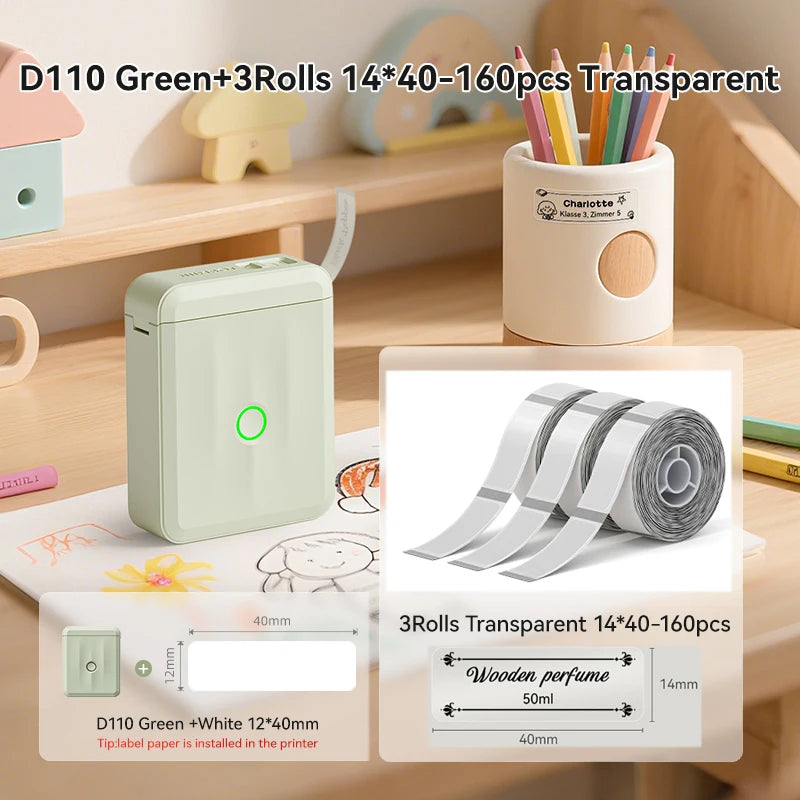 NIIMBOT D110 Upgraded Version Thermal Label Printer Mini Portable Smart Label Maker With Tape for Office Home Kitchen School