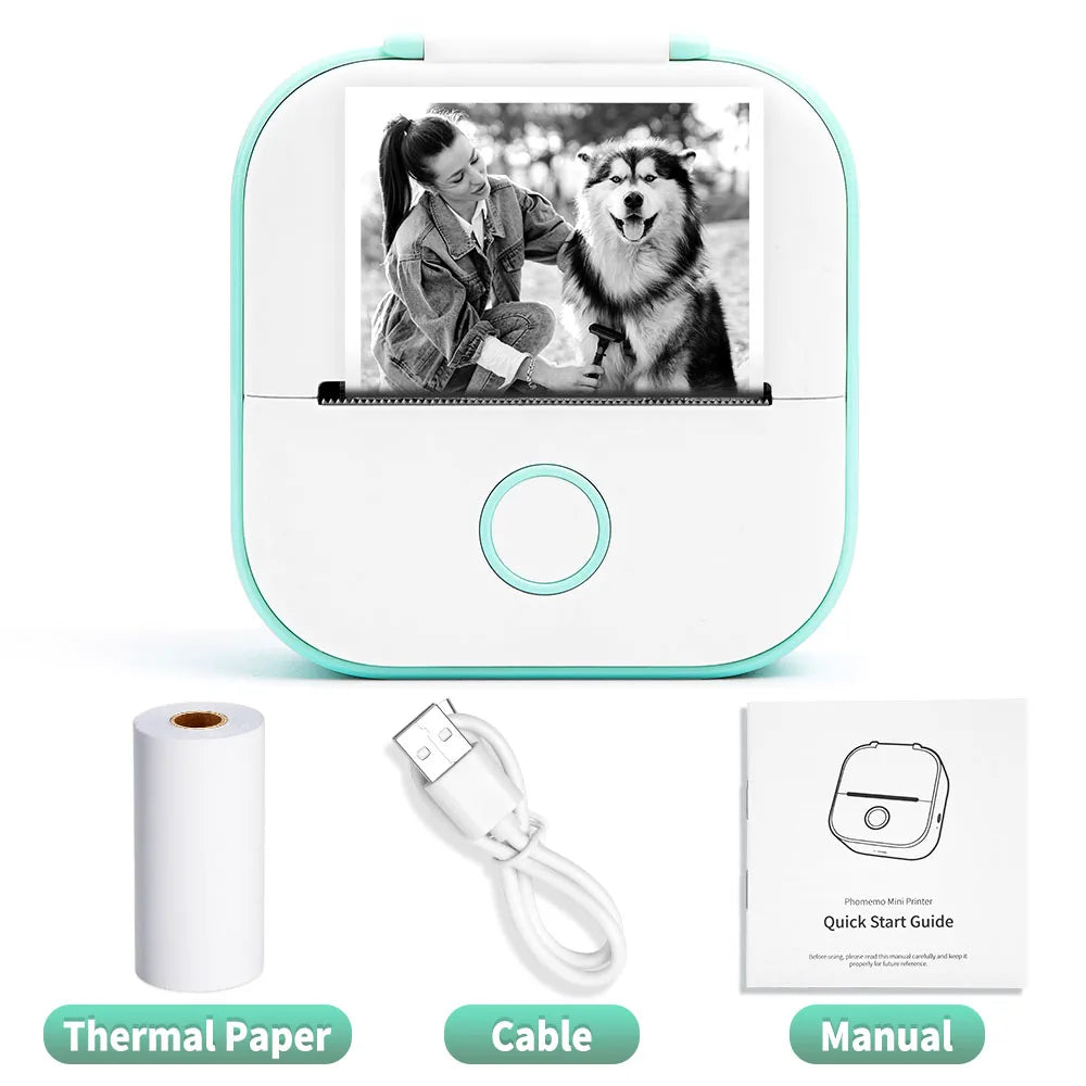 Mini Sticker Printer Phomemo T02 Thermal Portable Inkless Pocket Phone Printer Compatible with Android iOS Instantly Print Fun