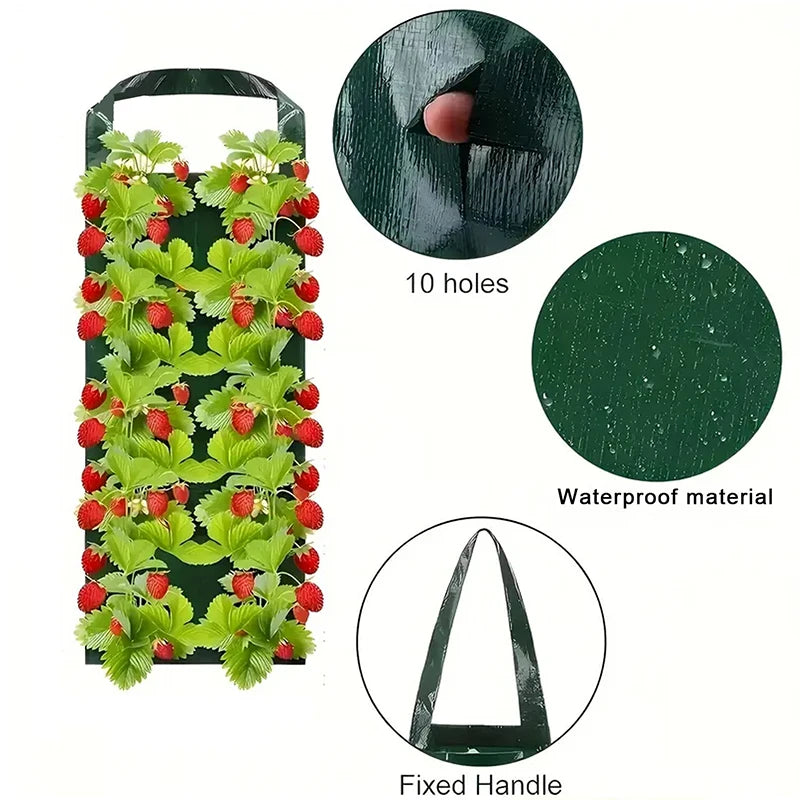 Hanging Strawberry Planter Hanging Planter, Vertical Garden Bag for Balcony, Durable Outdoor Indoor Grow Bag
