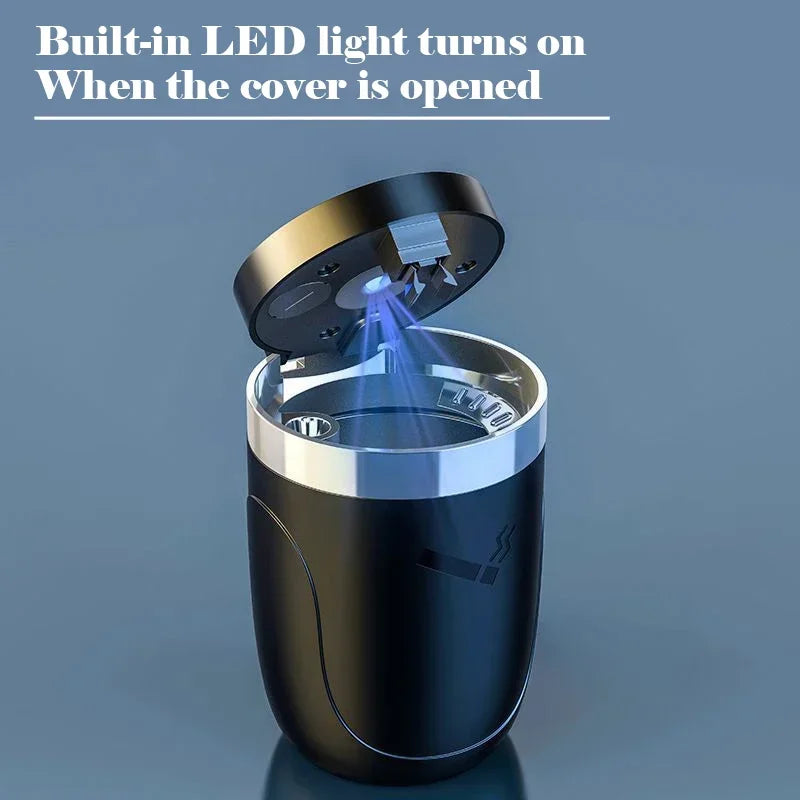 1PCS Portable LED Smoke Car Ashtray Cigarette Ash Holds Cup Automatic Light Indicator Ashtray Car Cup Holder
