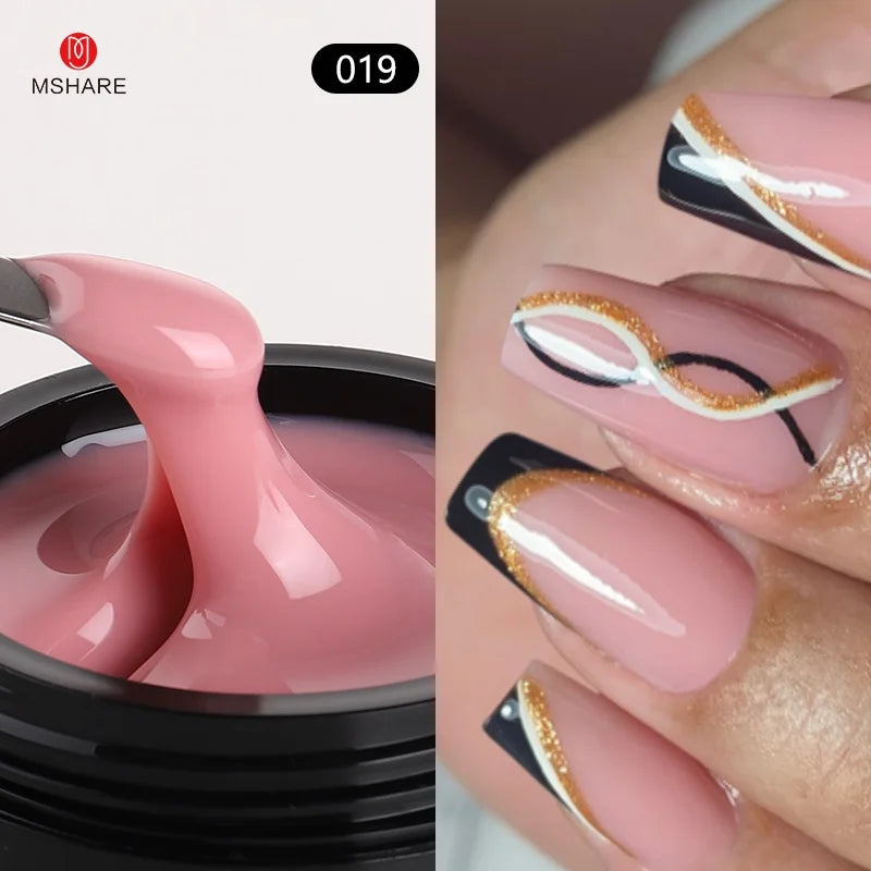 MSHARE 50ml Baby Pink Builder Nails Gel Hema Tpo Free Gel Nail Construction Self Leveling Gel for Nail Extension UV Led