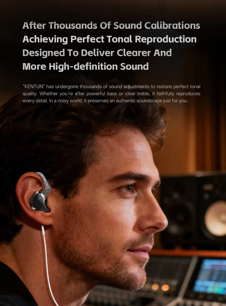 GK KUNTEN Dynamic Drive Heavy Bass Earbuds HIFI Sports Metal Headphones Detachable 2PIN Compatible with KZ Zenith EDX PRO