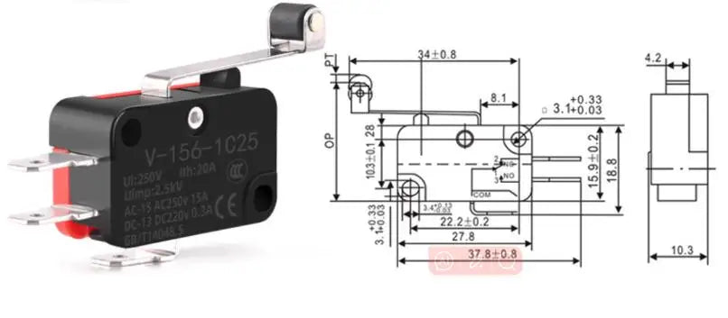 10pcs travel switch micro switch self-resetting V-15-1C25 V-151-1C25 V-152-1C25 V-153-1C25 V-154-1C25 V-155-1C25 V-156-1C25