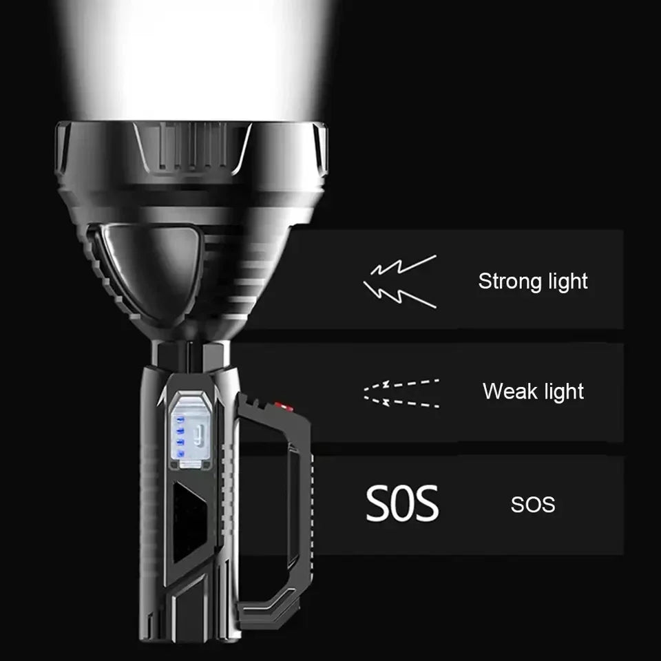 High Power LED Flashlight Waterproof Fishing Torch USB Rechargeable Powerful Spotlight Portable Outdoor Searchlight Camping Lamp