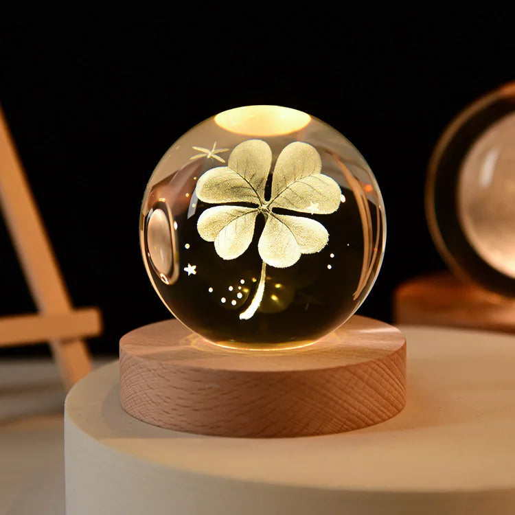 6cm 3D Crystal Ball Crystal Planet Night Light Laser Engraved Solar System Globe Astronomy Birthday Gift Home Desktop Decoration