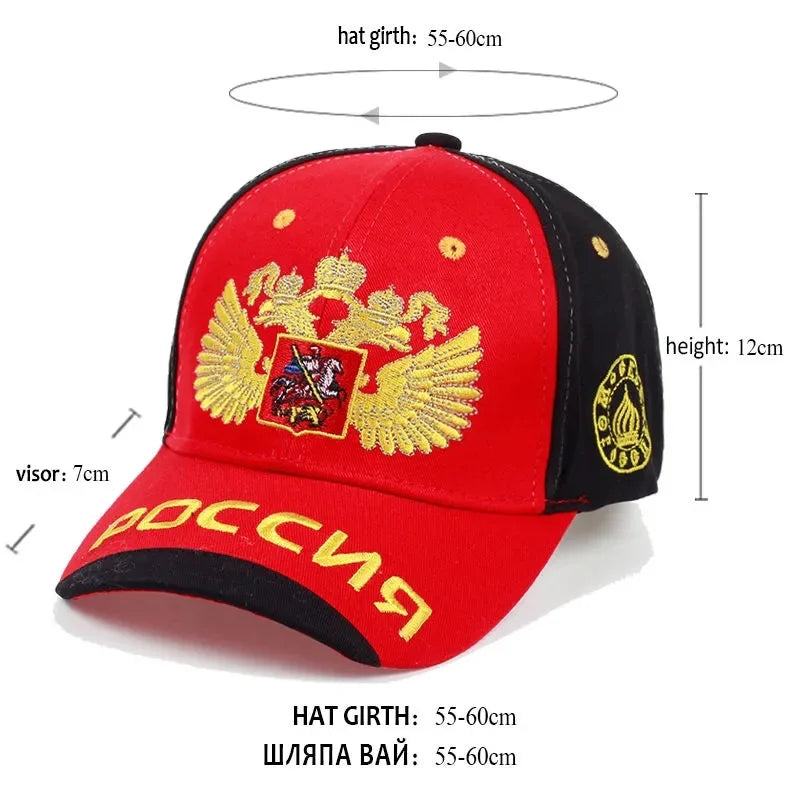 Rimiut Russia National Emblem Gold Double-Headed Eagle Cap Adjustable Cotton Hat Snapback Gorras Hip Hop Men Women Baseball Cap
