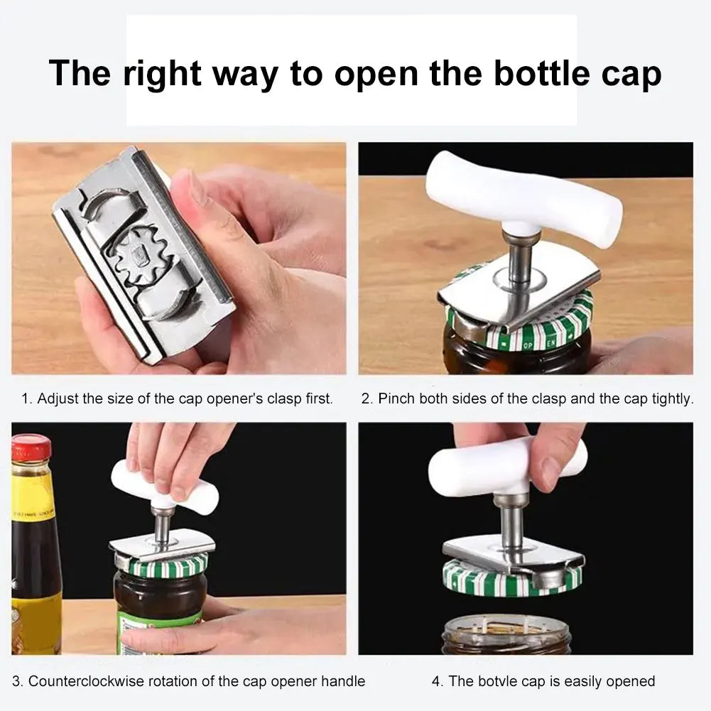 Stainless Steel Multi-Use Jar Opener | Adjustable Labor-Saving Tool for Bottle Caps  Can Lids | Commercial Kitchen & Home Gadget