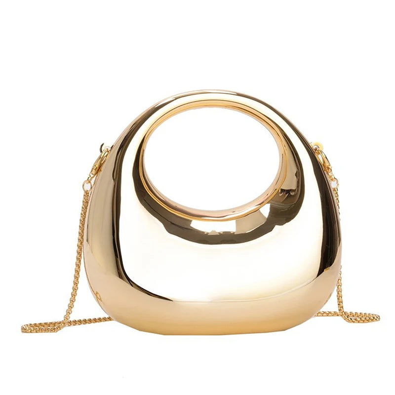 Z. Women's Chain Crossbody Bag Small Purse Acrylic Metallic Luster Half Moon Party Banquet Women's Bag Luxury Handbag
