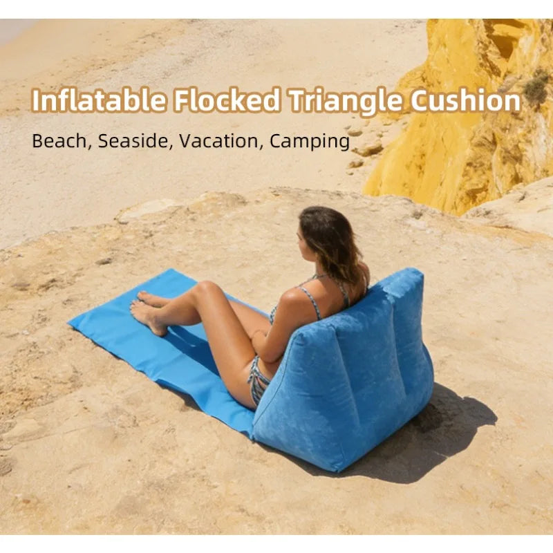 Inflatable Beach Mat, Inflatable Pvc Flocking Inflatable Triangle Pad, Flocking Triangle Pad, Inflatable Beach Cushion