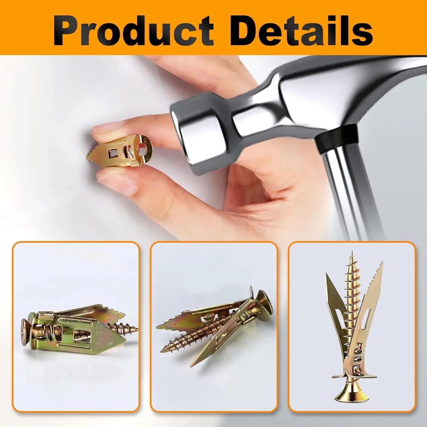 Self Drilling Drywall Anchors Kit Heavy Duty Self-Tapping Screw Expansion Nail With Screws For Photo Frames Shelf Fixings Plugs
