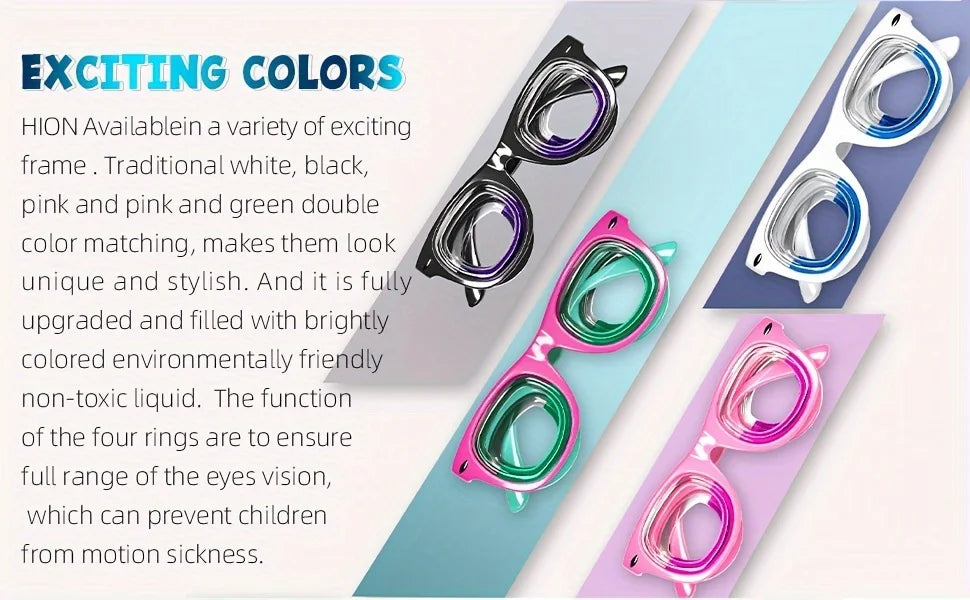 Kids' Motion Sickness Glasses - Ultra-Light Travel Essential for Car/Air/Sea and Cruise | Nausea Relief
