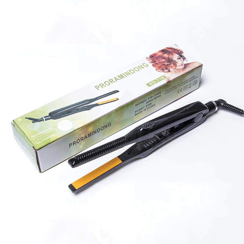 Mini Teddy Wave Hair Straightener Thin Pencil Flat Iron Titanium Professional Salon Hair Curler for Short Hair