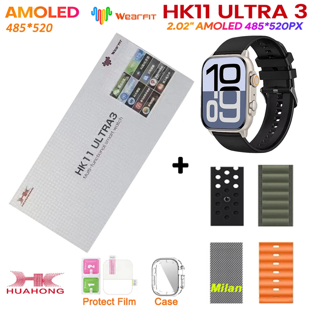 Upgrade Hk11 Ultra 3 Gen2 SmartWatch 4GB ROM AI ROBOT AMOLED Network 49mm G-Sensor ChatGPT NFC Compass GPS 3D Menu Music Watch