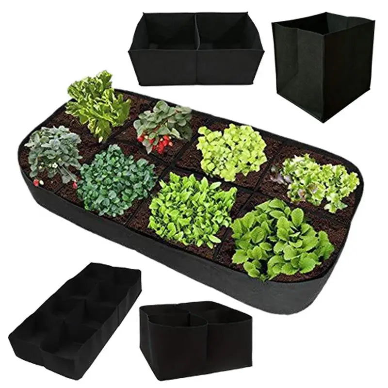 Raised Garden Bed Black Grow Bag for Vegetable Flower Planter Reusable Breathable Felt Bag for Indoor Balcony Outdoor