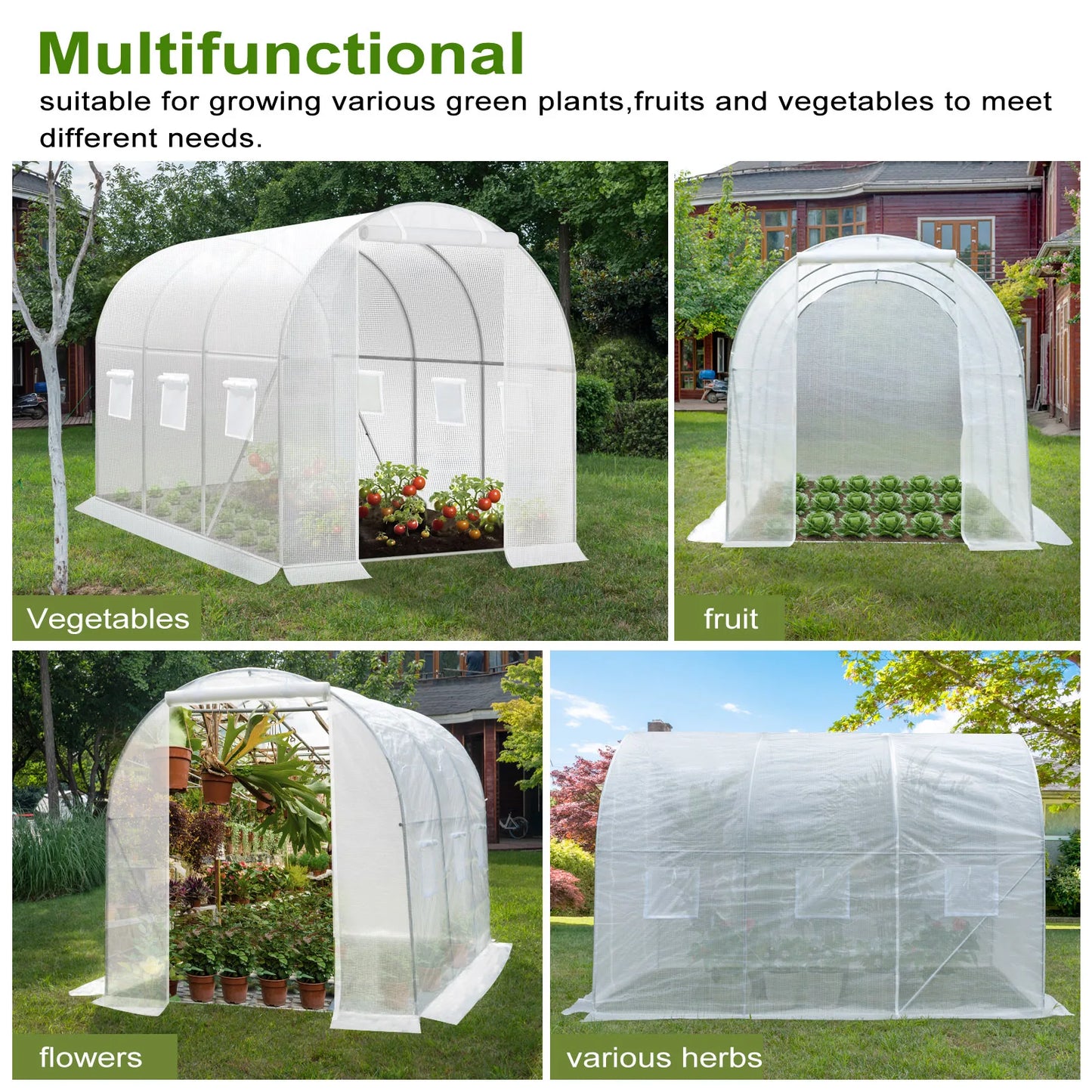 WOLTU Garden Greenhouse Plant Shelter Protective Tent with 1 Door and 6 Windows Winterproof Steel Tube for Outdoor