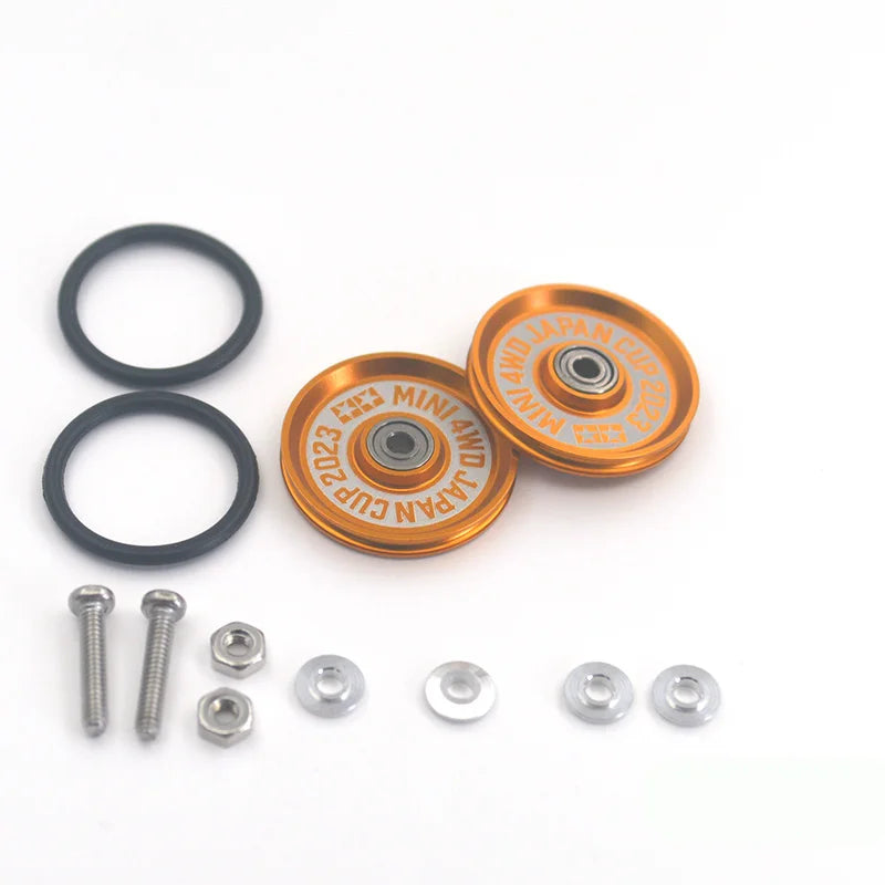 2pcs 15418 13-12mm Aluminum Alloy Guide Rollers 15461/15426 2023Jcup 95160 19mm Roller With Rubber Ring Tamiya Mini 4WD Homemade