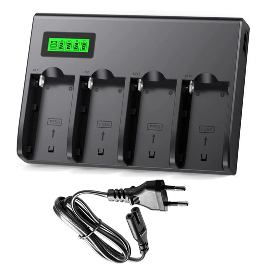 NP F960 NPF970 NP-F970 4-Channel Digital Camera Battery Charger w LCD Display for Sony NP-F550 F750 F950