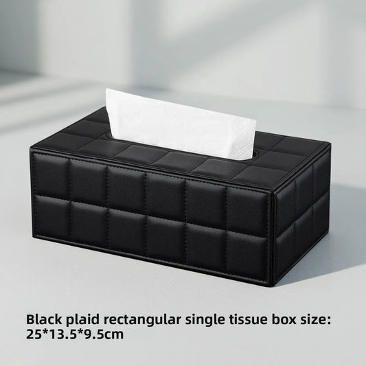 Elegant PU Leather Square Tissue Holder for Coffee Table, Decorative Napkin Paper Case for Home Hotel Restaurant Living Rooms