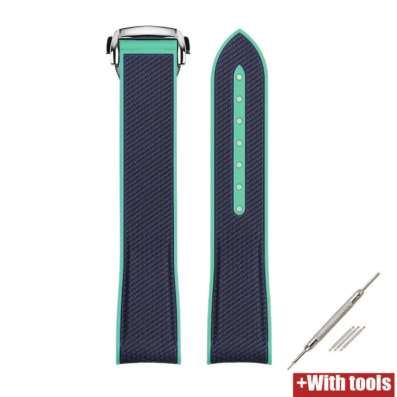 Curved End Strap 20mm for Omega X Swatch Joint MoonSwatch Sport Silicone Rubber Folding Buckle Watch Band for Seamaster 300