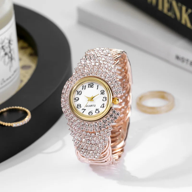 Elegant Full Rhinestone Women Watches Fashion Bracelet Bangle Ladies Quartz Wristwatch Reloj Mujer
