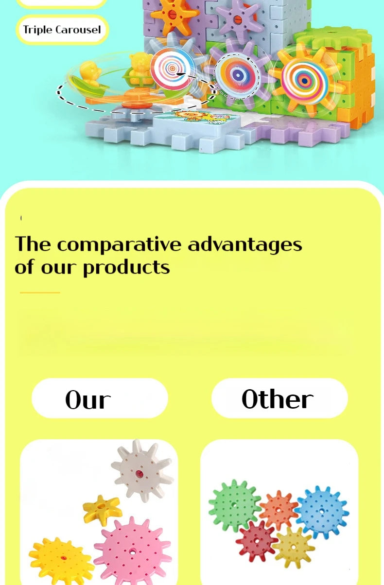 Hot 83-263 PCS Electric Gears 3D Puzzle Model Building Kits Plastic Brick Blocks Educational Toys For Kids Children Xmas Gifts