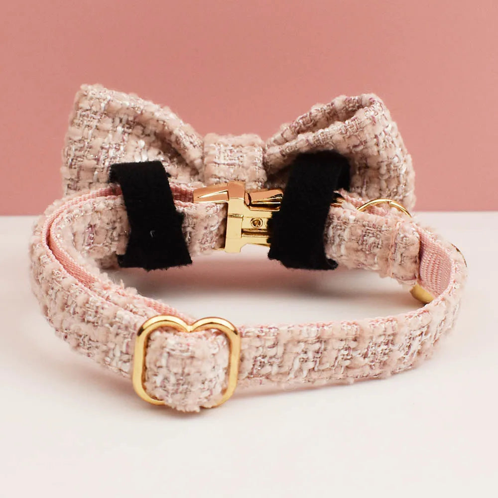 Personalized Metal Hardware Cat Collar And Leash Set with Bell Engraving ID Tag for Kittens Pet Accessories